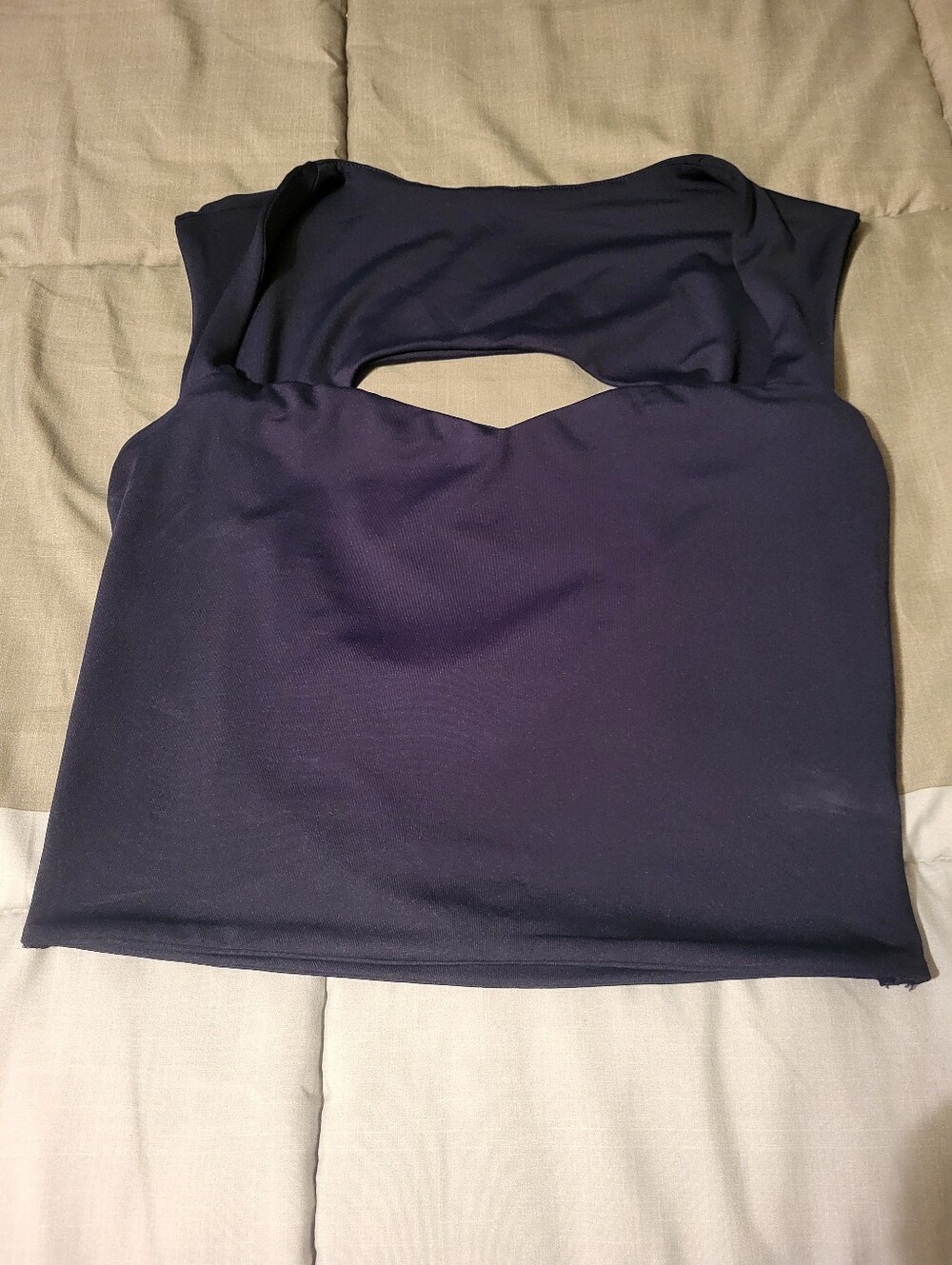 Women's Navy Cutout Tank Top - Sleeveless Stretch Crop